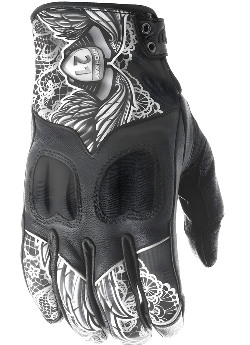 Highway 21 Women's Vixen Gloves - Black/White Lace 2x