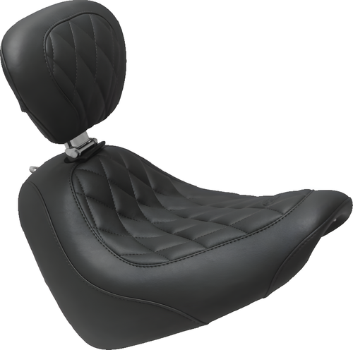 Mustang Motorcycle Solo with Driver Backrest Diamond — 2018-2021 Harley-Davidson