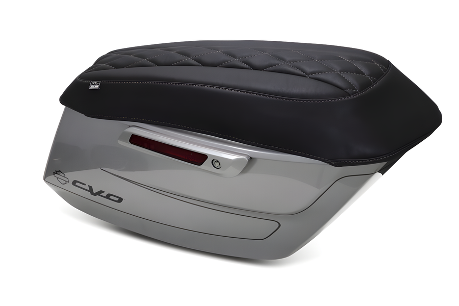 Mustang Motorcycle Deluxe Diamond Saddlebag Lid Covers Gunmetal Grey - Harley Road Glide
