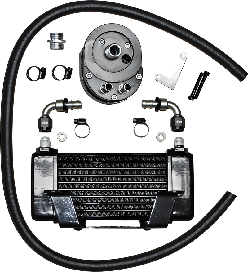 JAGG Horizontal Oil Cooler - Black — Harley-Davidson Road King, Electra Glide Ultra Classic, Street Glide (2009-2015)