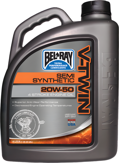 Bel-Ray V-Twin Semi-Synthetic Engine Oil - Semi-SYN OIL 20w50 4l (4/Case Sold E…