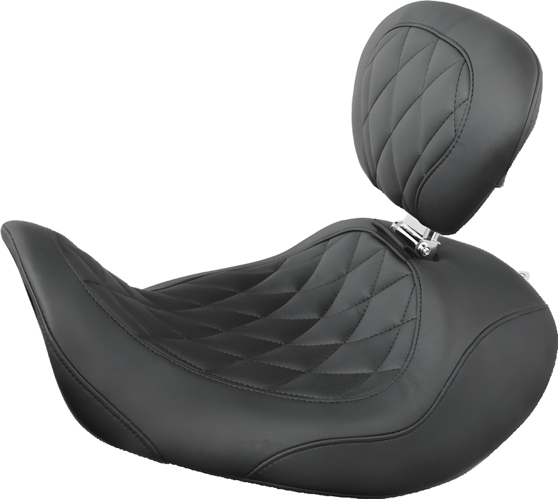 Mustang Motorcycle Solo with Driver Backrest Diamond — 2006-2017 Harley-Davidson Dyna Wide