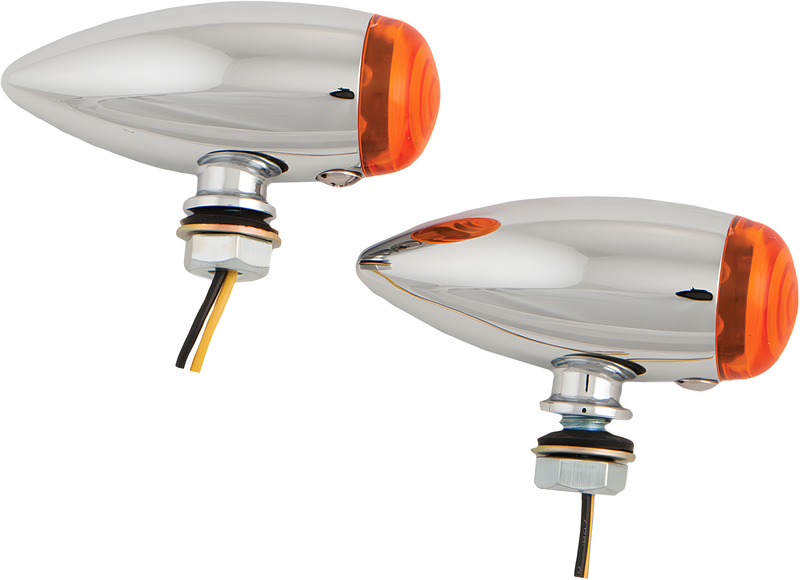 Harddrive Universal LED Marker Light - Bullet Marker Light Chrome W/Amber Lens