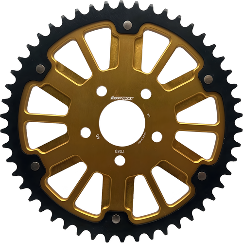 Supersprox Stealth 51T Rear Sprockets - Sprocket GLD Alum CAR BLK Steel Teeth — Harley-Davidson (1984-2025)