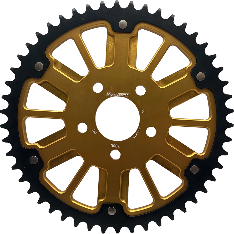 Supersprox Stealth 51T Rear Sprockets - Sprocket GLD Alum CAR BLK Steel Teeth — Harley-Davidson (1984-2025)