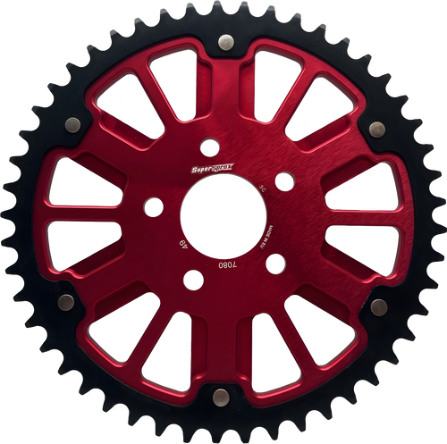 Supersprox Stealth 49T Rear Sprockets - Sprocket RED Alum CAR BLK Steel Teeth — Harley-Davidson (1984-2025)