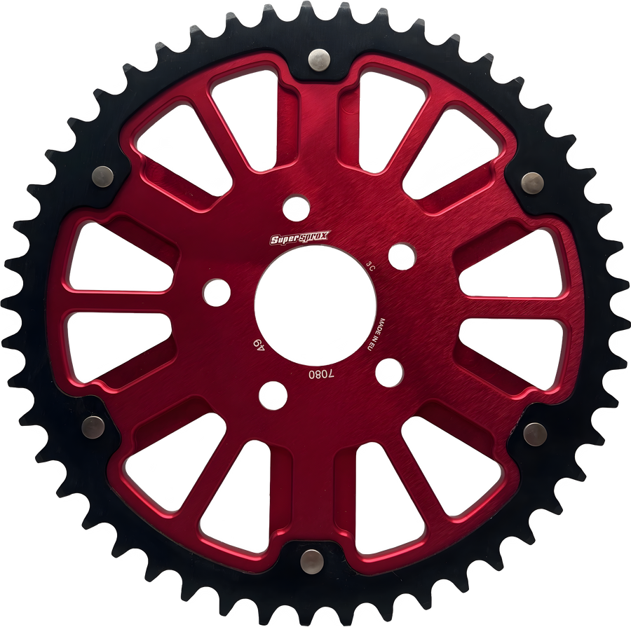 Supersprox Stealth 49T Red Aluminum Core Rear Sprocket - Harley Touring, Softail, Dyna