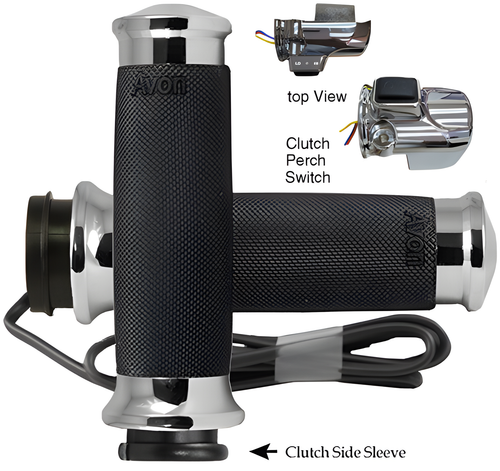 Avon Custom Contour Heated Grips - FBW Heated Grips 15-UP Fltr Chrome — Harley-Davidson Road Glide, Road Glide Ultra, Road Glide Limited (2015-2021)