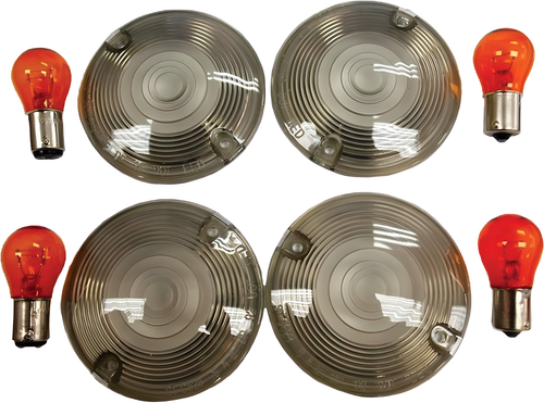 Harddrive Smoked Turn Signal Lens Kit - Flat — Harley-Davidson Softail Heritage Classic, Dyna Wide Glide, Softail Springer (1986-2014)