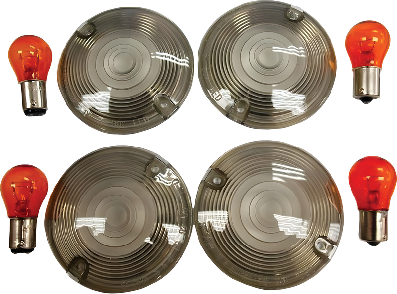 Harddrive Smoked Turn Signal Lens Kit - Flat — Harley-Davidson Softail Heritage Classic, Dyna Wide Glide, Softail Springer (1986-2014)
