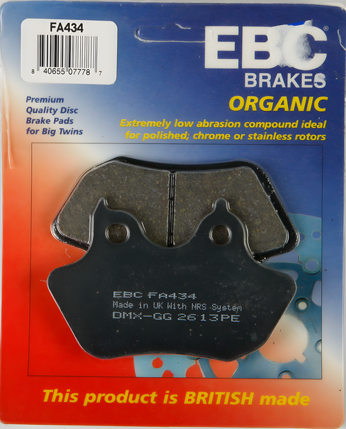 EBC Standard Brake Pads - Fa434 Organic — Harley-Davidson Softail Springer Classic, Softail, Softail Night Train (2006-2007)