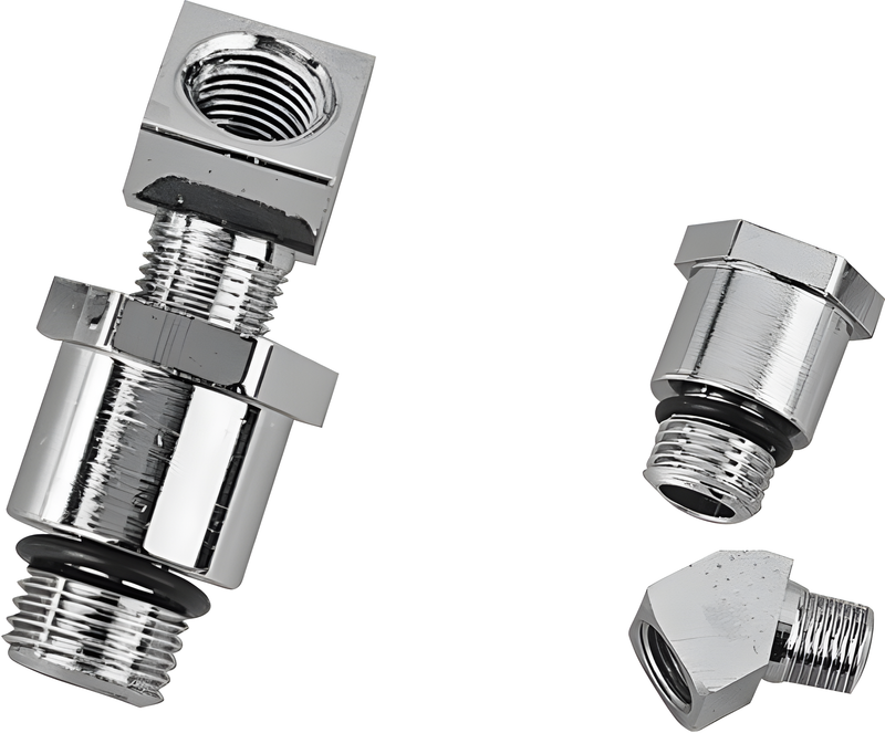 Harddrive Oil Line Fitting - Pressure Gauge Fitting SET Chrome