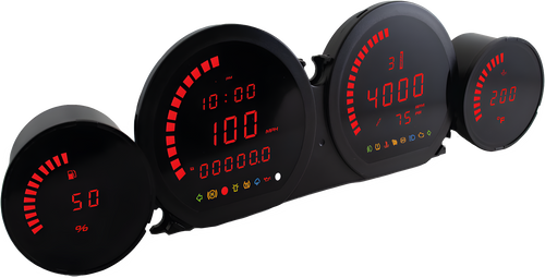 Koso 4 PIECE LED GAUGES `14-22 FLHT FLHX FLTR - RED LED Gauges `2014-2022 Flht… — Harley-Davidson (2014-2022)