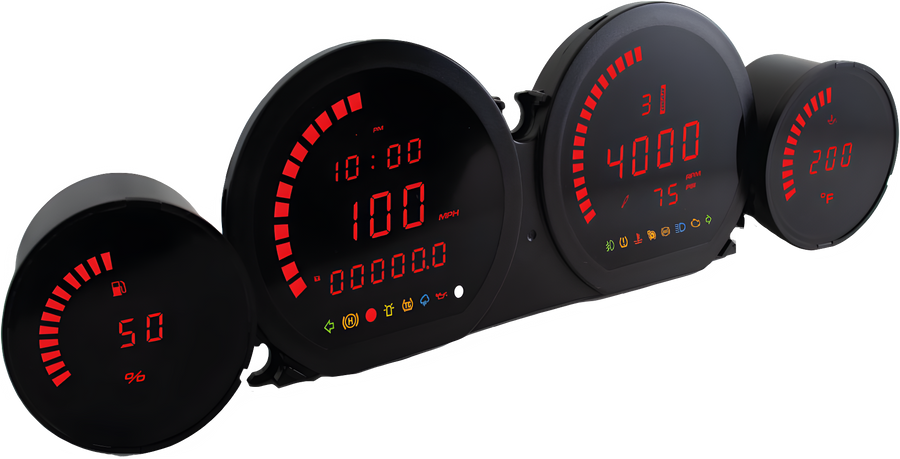 Koso 4-Piece Red LED Gauge Set - Harley Touring 2014-2022
