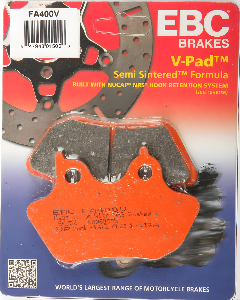 EBC Semi-Sintered Brake Pads - Fa400v V-Series — Harley-Davidson Road King, Road King Classic, Electra Glide (2000-2007)