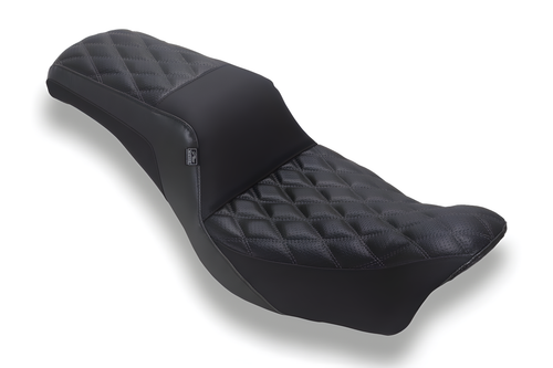 Mustang Motorcycle One-Piece 2 Up Seat — 2006-2017 Harley-Davidson Dyna Black