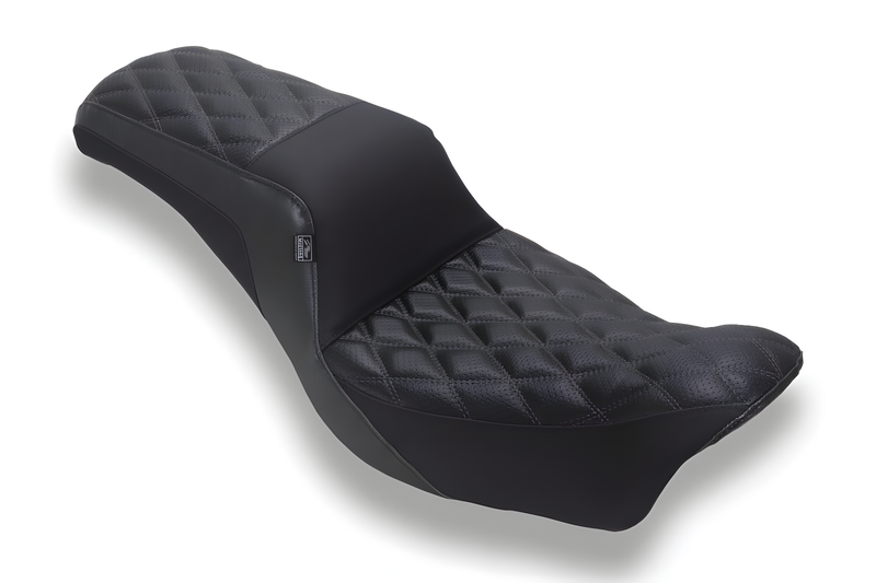 Mustang Motorcycle One-Piece 2 Up Seat — 2006-2017 Harley-Davidson Dyna Black