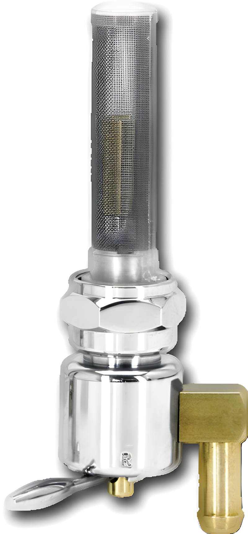 Harddrive Petcock - 22mm Bung Down Spigot Chrome — Harley-Davidson Softail Heritage Classic, Electra Glide Classic, Electra Glide (1975-2026)