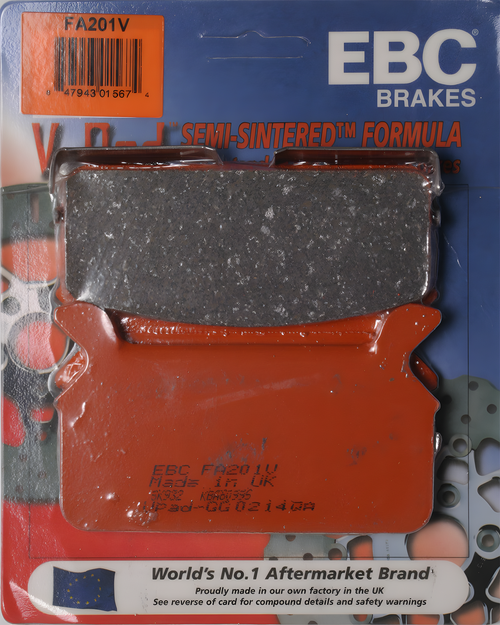 EBC Semi-Sintered Brake Pads - Fa201v V-Series — Harley-Davidson Electra Glide Classic, Electra Glide Ultra Classic, Tour Glide Classic (1986-1999)