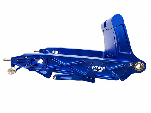VTWIN BIKERS Performer Billet Swing Arm — Harley-Davidson Softail 2018-2026, Blue Anodized